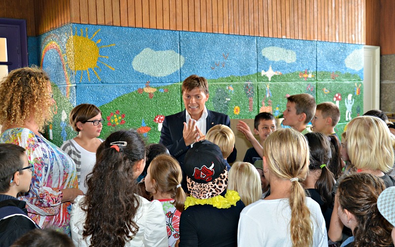 visite de David Bailleul dans une école