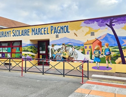 Superbe fresque réalisée pour le cinquantenaire de l’école Pagnol